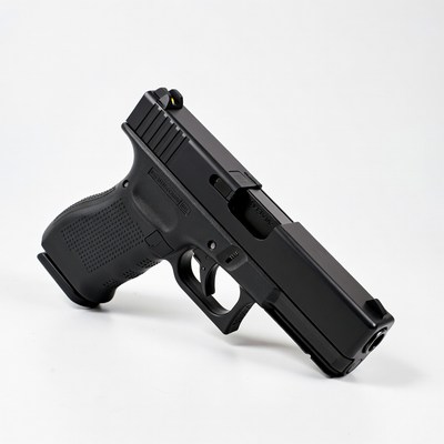 Black Glock Pistol on White Background