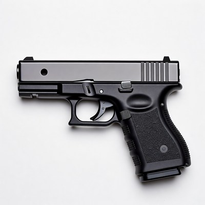 Black Glock Pistol on White Background