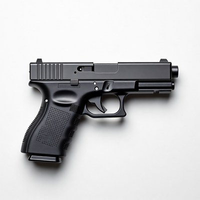 Black Glock Pistol on White Background