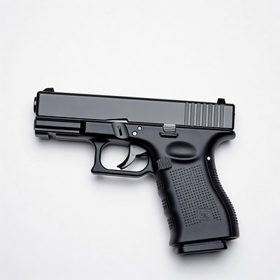 Black Glock Pistol on White Background