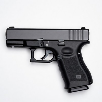 Black Glock Pistol on White Background