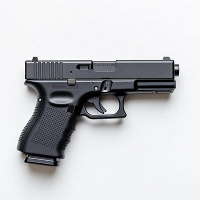 Black Glock Pistol on White Background