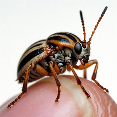 Striped Beetle on White Background