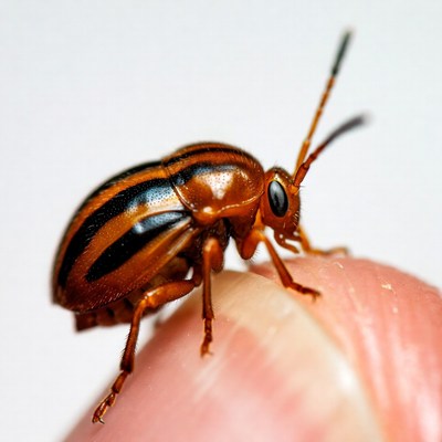 Striped Beetle on Finger