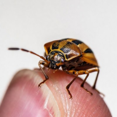 Orange Stink Bug on Pink Onion