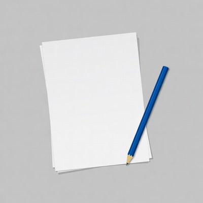 Stack of blank papers with blue pencil