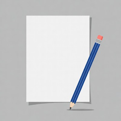 Blue pencil beside blank paper