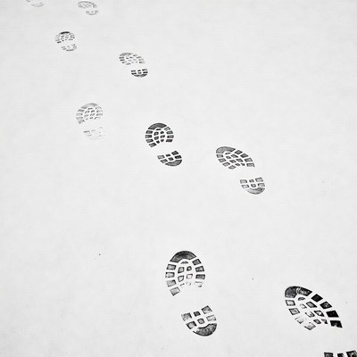 Boot footprints in snow