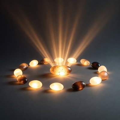 Glowing Amber Stones in Circle