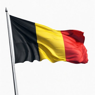 Belgium Flag Waving on Pole