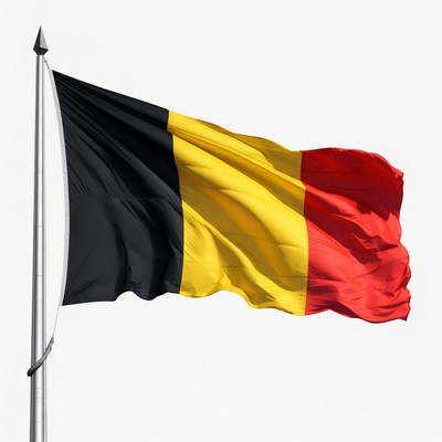 Belgium flag waving on pole