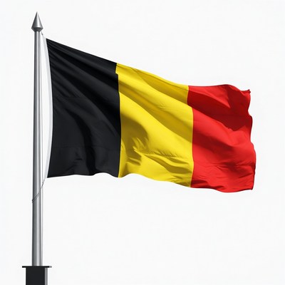 Belgium flag waving on pole