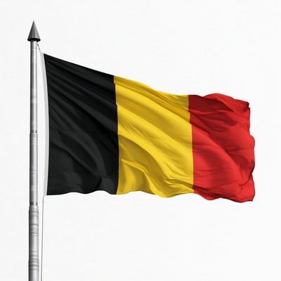 Belgium Flag Waving on Pole