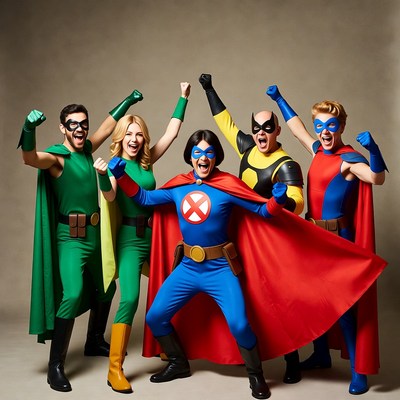 Group of Superheroes Posing Together