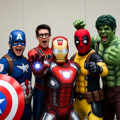 Group of Avengers Cosplayers Posing Together