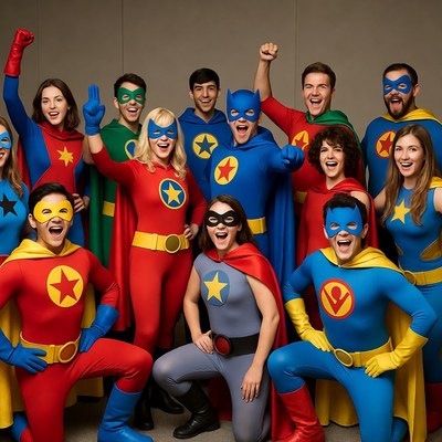 Group of Superheroes Posing Together