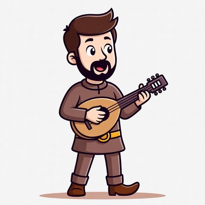 Cartoon man playing lute