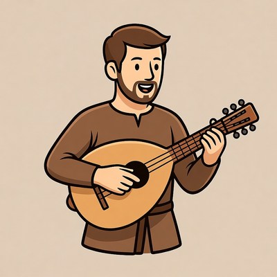 Man playing lute illustration
