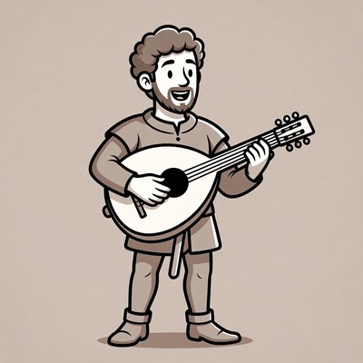 Man playing lute illustration