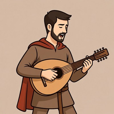 Man playing lute illustration