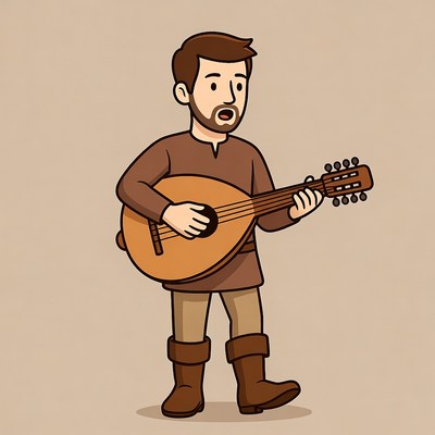 Man playing lute illustration