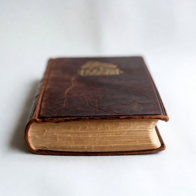 Vintage Leather Book on White Background