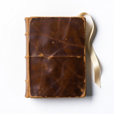 Vintage Leather Book with Yellow Ribbon