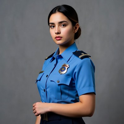 Latina woman in police uniform