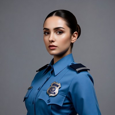 Woman in blue police uniform