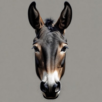 Close-up donkey head portrait