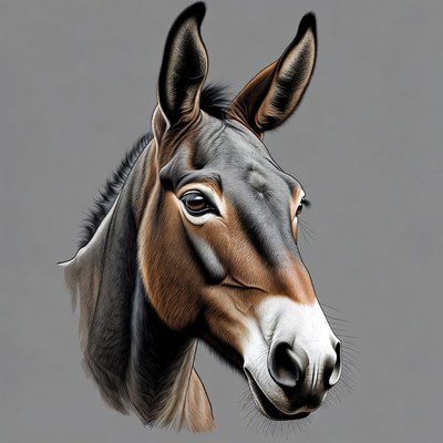 Donkey head portrait illustration