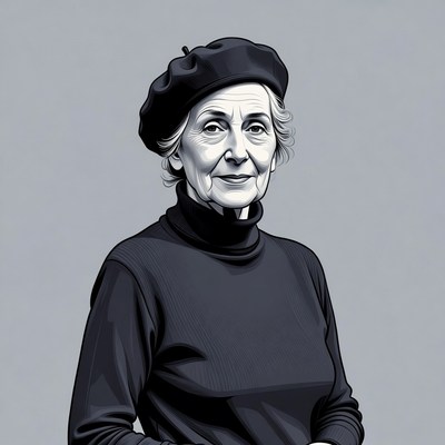 Elderly woman wearing black beret