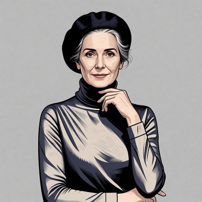 Elderly woman wearing black beret