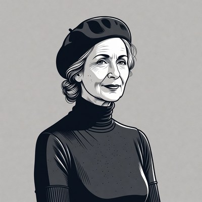 Elegant woman wearing black beret