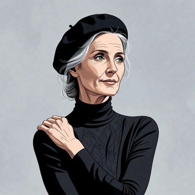 Elegant woman wearing black beret