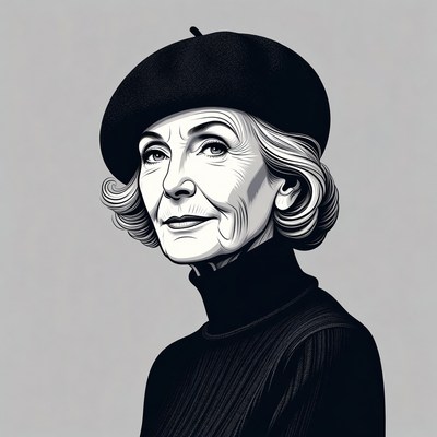 Elderly woman wearing black beret