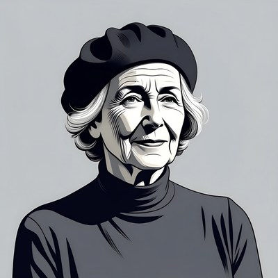 Elderly woman wearing beret