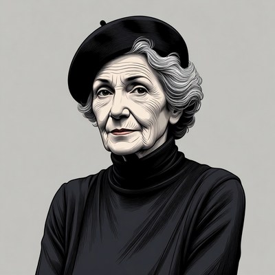 Elderly woman wearing black beret