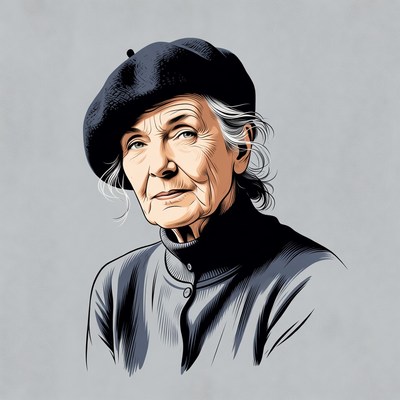 Elderly woman wearing black beret