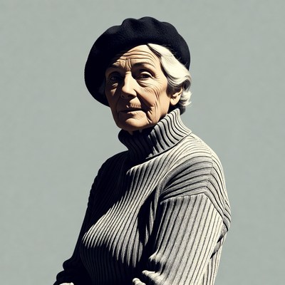 Elderly woman wearing black beret