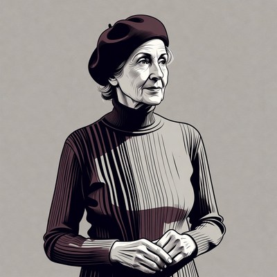 Elderly woman wearing red beret