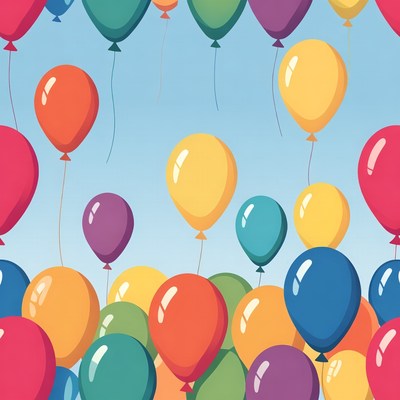 Colorful Balloons Floating in Sky