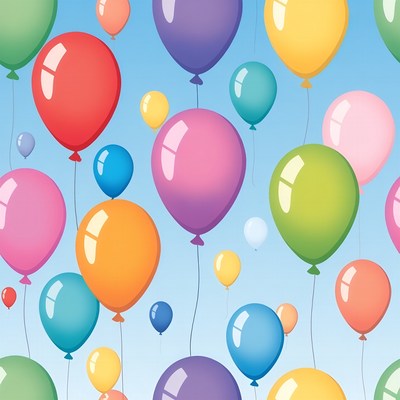 Colorful Balloons Floating on Blue Background