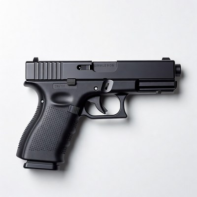 Black Glock 19 Pistol Side View