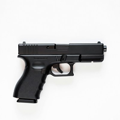 Black Glock Pistol on White Background