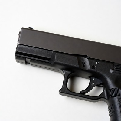 Black Glock Pistol on White Background
