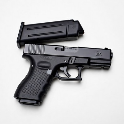 Black Glock Pistol with Magazine
