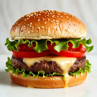 Cheeseburger with Lettuce and Tomato