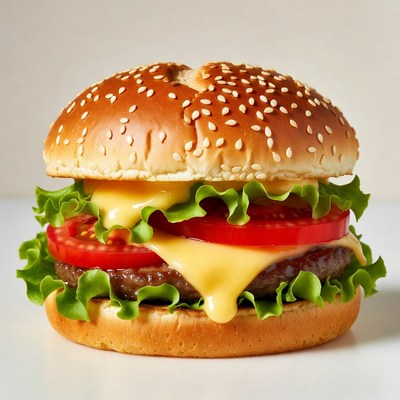 Cheeseburger with Lettuce and Tomato