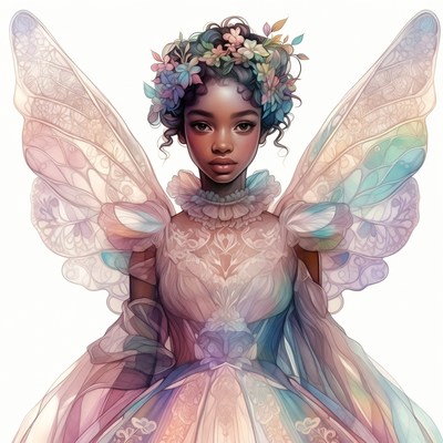 African-American fairy with wings